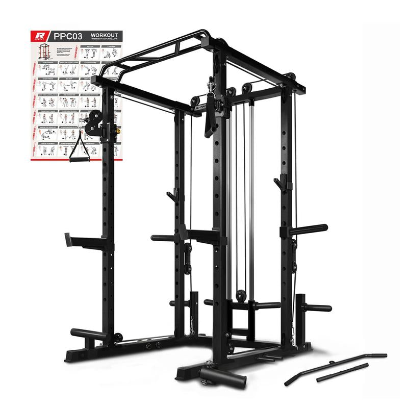 Ritfit Power Cage Home Gym,Multi-Function Squat Rack,Smith Machine,Workout Rack,Cable Crossover Machine,Fitness Gym Set, for Weight Training, for Garage & Home Gym|Ppc03 Home Gym Squat Machine