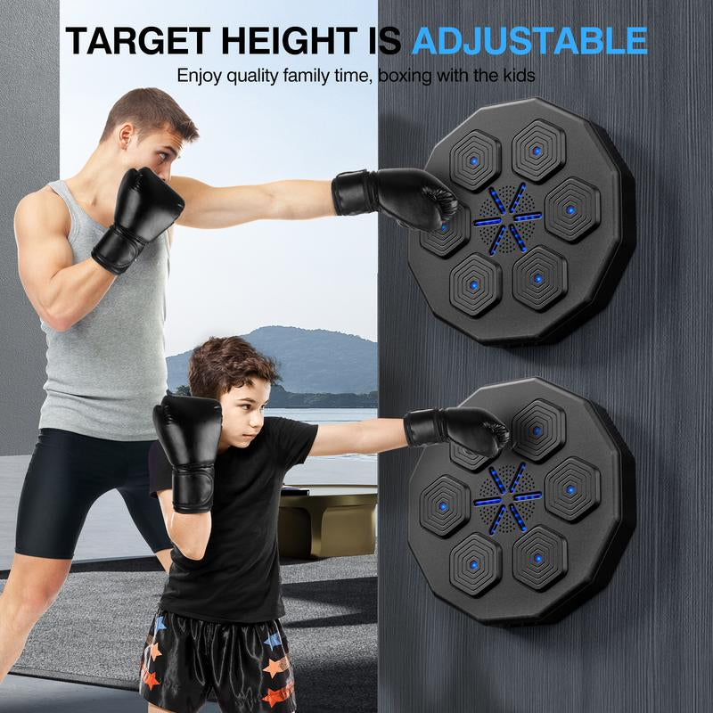 Advanced Bluetooth Wall-Mounted Boxing Trainer with Punch Counter, Adjustable Speed, and Premium Gloves - Ideal for Home and Office Workouts and Stress Relief, Includes LED Light Sword Cosplay Set and Wooden Gymnastic Rings