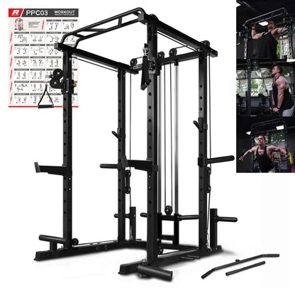 Ritfit Power Cage Home Gym,Multi-Function Squat Rack,Smith Machine,Workout Rack,Cable Crossover Machine,Fitness Gym Set, for Weight Training, for Garage & Home Gym|Ppc03 Home Gym Squat Machine