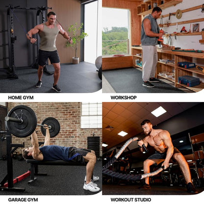 AIRHOP 0.79-Inch Thick 48 Sq Ft Exercise Equipment Mats - 12 Interlocking Rubber Tiles with High-Density EVA Foam for Home Gym Flooring, Ideal for Heavy Weight Workouts, Black & White